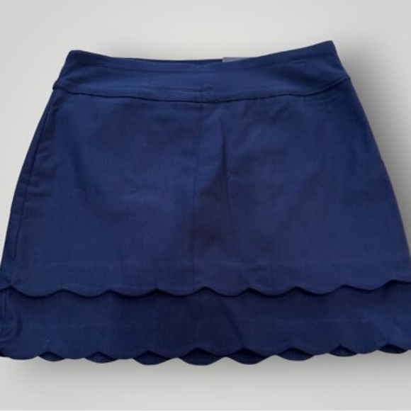 Crown & Ivy Women’s Deep Navy Blue Scalloped Mini Skort Hem Elastic pull on 12 - Picture 10 of 11